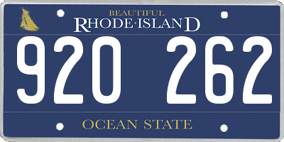 RI license plate 920262