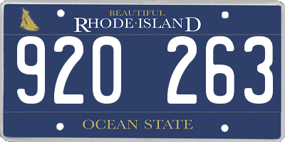 RI license plate 920263