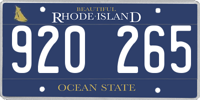 RI license plate 920265
