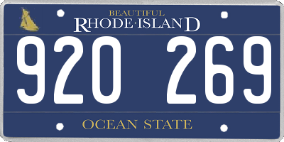 RI license plate 920269