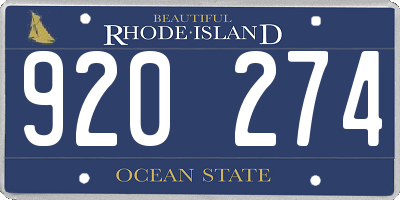 RI license plate 920274