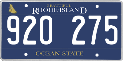 RI license plate 920275
