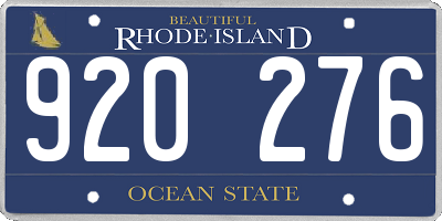 RI license plate 920276