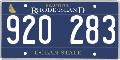 RI license plate 920283