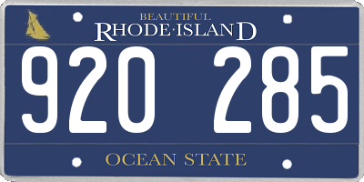 RI license plate 920285