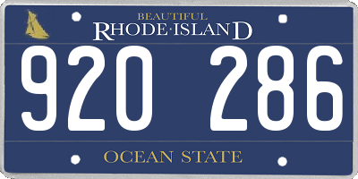 RI license plate 920286
