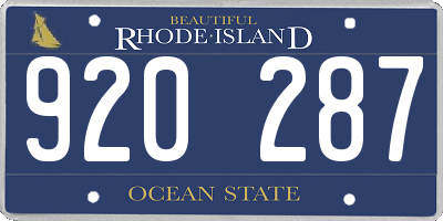 RI license plate 920287