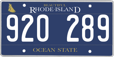 RI license plate 920289