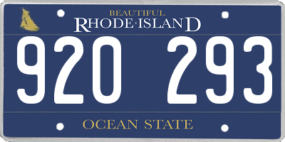 RI license plate 920293