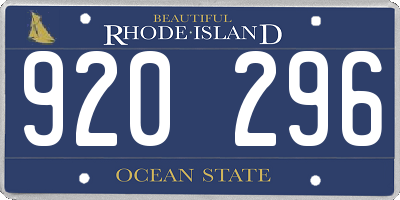 RI license plate 920296