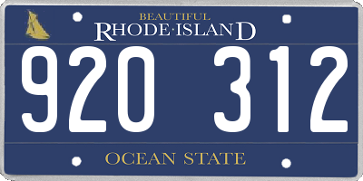 RI license plate 920312
