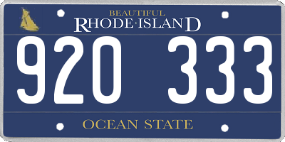 RI license plate 920333