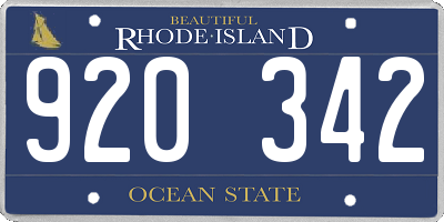 RI license plate 920342
