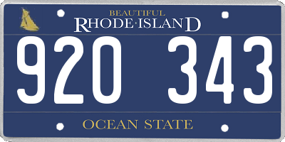 RI license plate 920343