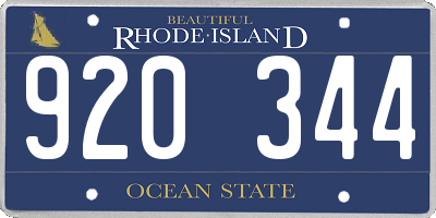 RI license plate 920344