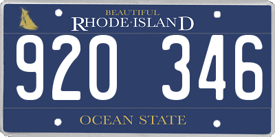 RI license plate 920346