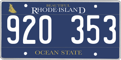 RI license plate 920353