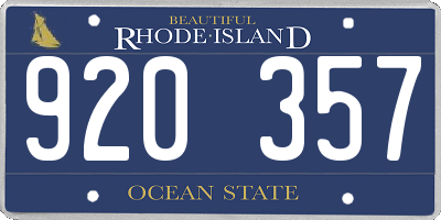 RI license plate 920357