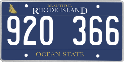 RI license plate 920366