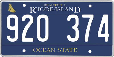 RI license plate 920374