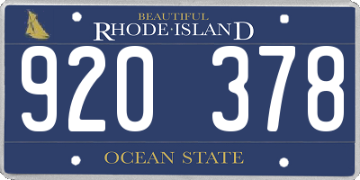 RI license plate 920378