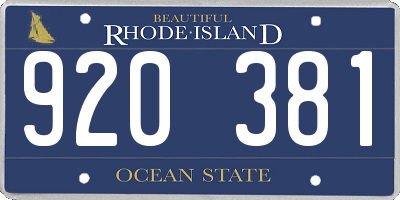 RI license plate 920381