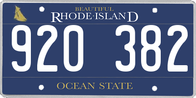 RI license plate 920382