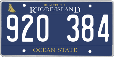 RI license plate 920384