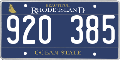 RI license plate 920385