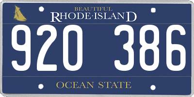 RI license plate 920386