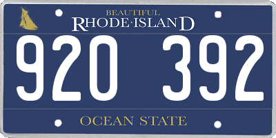 RI license plate 920392
