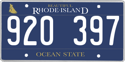RI license plate 920397
