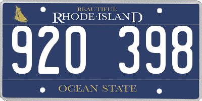 RI license plate 920398