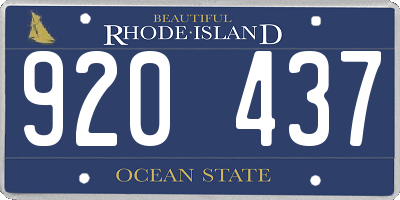 RI license plate 920437