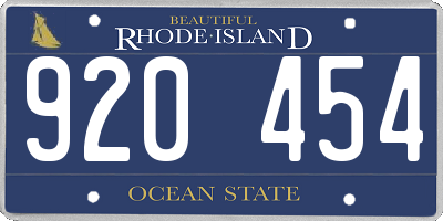 RI license plate 920454