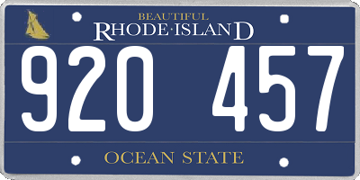 RI license plate 920457