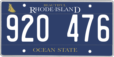 RI license plate 920476