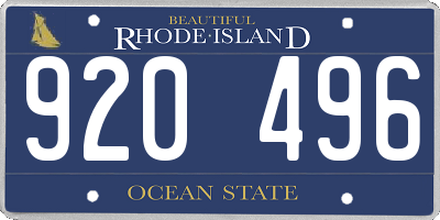 RI license plate 920496