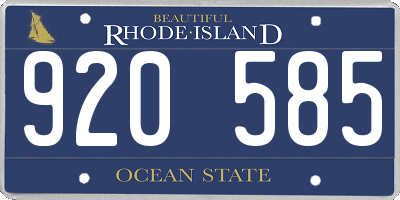 RI license plate 920585