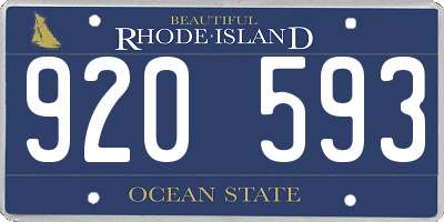 RI license plate 920593