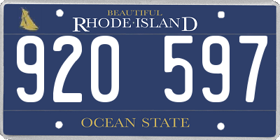RI license plate 920597