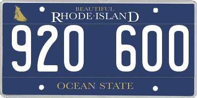 RI license plate 920600