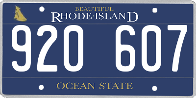 RI license plate 920607