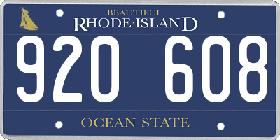 RI license plate 920608