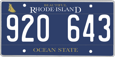 RI license plate 920643