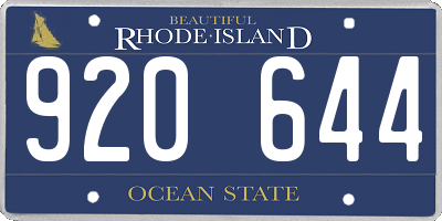 RI license plate 920644