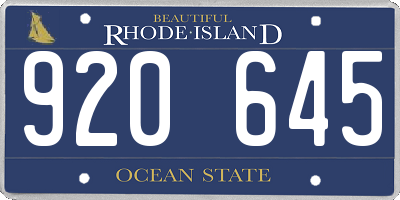 RI license plate 920645