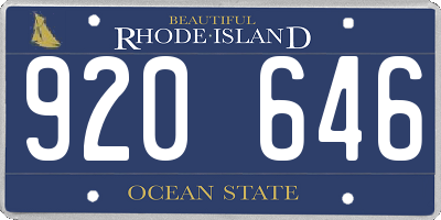 RI license plate 920646