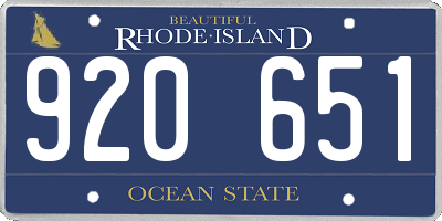 RI license plate 920651