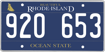 RI license plate 920653